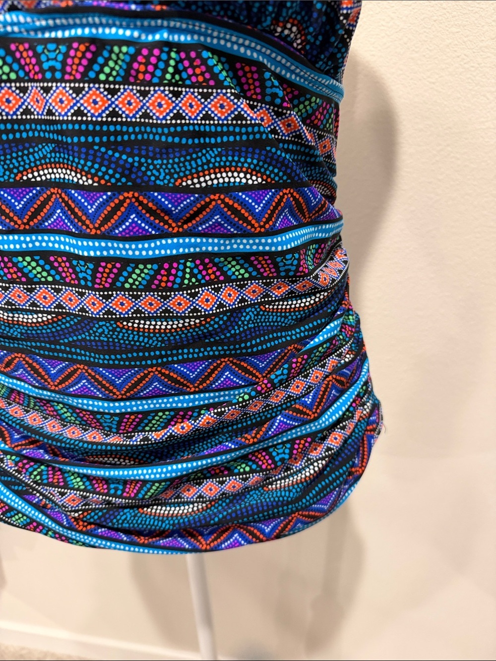 Halter Ruched Tankini Swim Top in Multi-Color. Size 14. - Picture 4 of 11